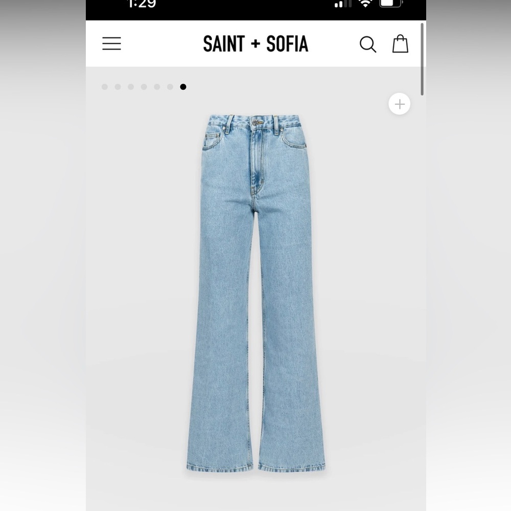 Saint + Sophia ADJUSTABLE WIDE LEG JEANS - PALE BLUE